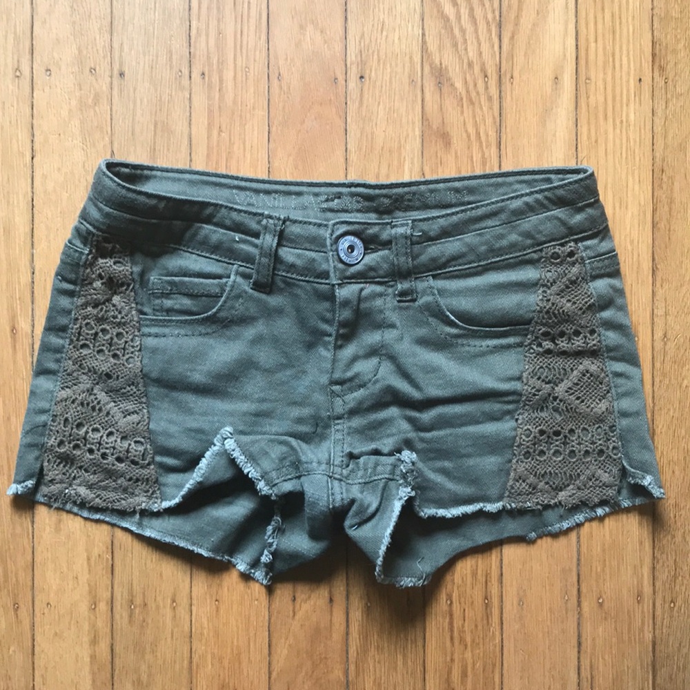 Olive Green Jean Shorts